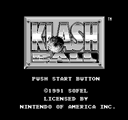Klash Ball title screen for NES
